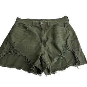 american eagle highest rise mom short green distressed cut off shorts Size 6